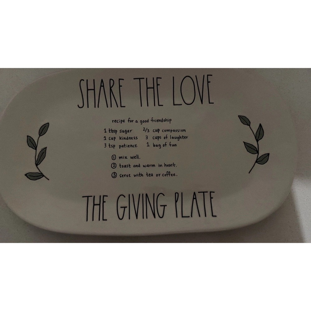 Rae Dunn SHARE THE LOVE THE GIVING PLATE Serving Tray Platter 9" x 15" NEW